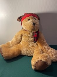 24inches Tall Soft, Stuffed Dog With Plaid Hat & Scarf