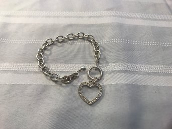Silver Tone Heart Bracelet