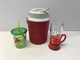 2 Quart Insulated Jug With Kids Sippy Cup & Circus Cup