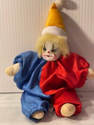 7 Inch Vintage Porcelain Clown Face With Cloth Body