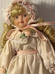 Vintage Porcelain Doll - 8' Girl With Ringlets Gift Idea Collectible