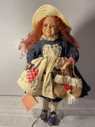 Porcelain Doll Tammy By Anco Manufacturing 16 Tall Red Curls Country Hat Basket
