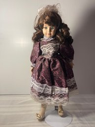 Porcelain Doll - 16 Inches Tall With Stand