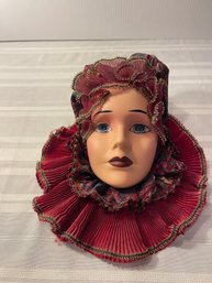 Green Gables Lady Of The Wall Vintage Porcelain Victorian Mardi Gras Doll Head