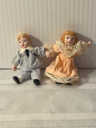 Porcelain Doll Family Children Dollhouse Miniature 1/12 Scale 2pc