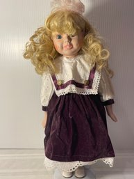 Old 17 Inch Porcelain Doll With Stand
