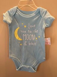 New  0-3 Months Lite -blue Love You To The Moon & Back Onesie
