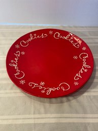 Hallmark14 1/2' Red Cookie Plate With Cookies And Snowflake Rim