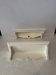2 Used Wooden White Shelfs 12 Inches Wide X 4 Inches Deep