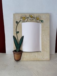 Wall Mirror Wood With Metal Flower Accents Large Heavy 14 X 18 Cottage Boho