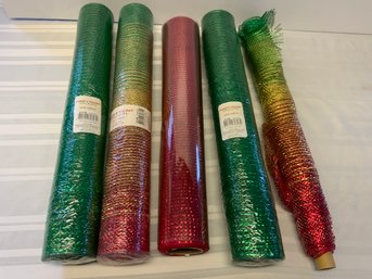 Holiday Ribbon, 4 New Rolls, 1 Partial Roll