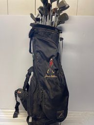 Old Johnnie Walker Golf Bag With Tons Of Odd Clubs Inside