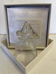 Photo Album Wedding Day NWOT By Sheffield Home 200 Photos & VINTAGE Etched Glass Cloche HAND BLOWN BIRD