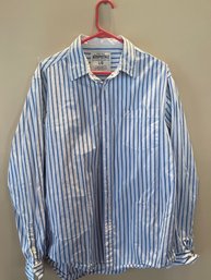 Mens Size Large, Aeropostale Light Blue Striped, Button Up Shirt