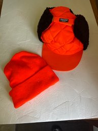 2 Mans Large Orange Hunting & Winter Hats