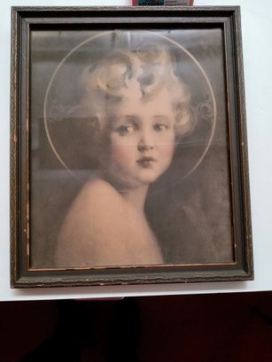 Antique Art Wood Frame Portrait Lady