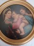 Antique Art Madonna By Raphael Round Religious Wood Framed