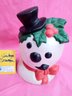 Vintage Ceramic Snowman Head With Hat & Holly Holiday