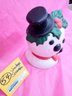 Vintage Ceramic Snowman Head With Hat & Holly Holiday