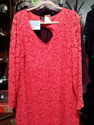 NEW 22W Coral Dress Marina Lace, Sequins NWT