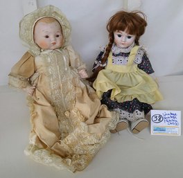 Vintage Wind Up Musical Heritage Porcelain Dolls Lot (2) 16'
