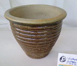 Vintage Glazed Beehive Flower Pot 7.5' Brown