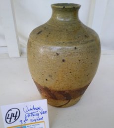 Vintage Pottery Vase 7.5' Signed Glazed Brown Signed