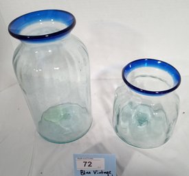 Blue Vintage Blown Glassware 10', 6.5' H LOT