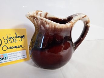 Creamer Pitcher Pottery Brown USA Marked 3.5' Stoneware