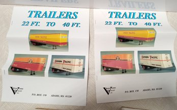 NEW TRAIN O Scale KITS (2) BERKSHIRE VALLEY - MORREL & UNION PACIFIC- 32 FT ROUND NOSE REEFER TRAILERS KITS