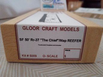 GLOOR Craft SF 50' O Scale Reefer Rr-37 The Chief/ Map #5009 Train Model Kit NIB