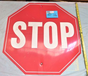 Vtg Metal STOP SIGN 24' Street Road Sign Genuine Red & White