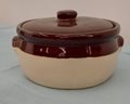 Brown And White Stoneware Crock