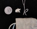 Tiffany 15' Sterling Silver Fine Chain Neclace Peretti 'k' With Elephant Charm