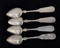 Nichols Set Of 4 Coin Silver Serving Spoons Monogrammed 134 Grams