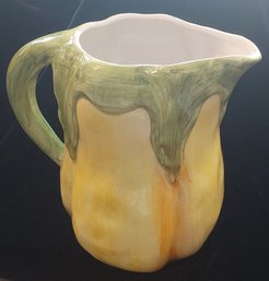 Nove San Marco Italy Vegatable Water Pitcher Hand Painted Yellow Green