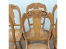 Set Of 6 Oak Press Back Chairs With Cane Seats.   The Cane Seats Have Been Redone