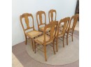 Set Of 6 Oak Press Back Chairs With Cane Seats.   The Cane Seats Have Been Redone