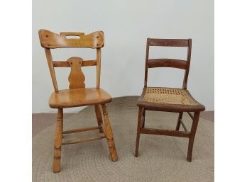 Pair Of Chairs One A Kitchen Maple And The Other A Desk Chair