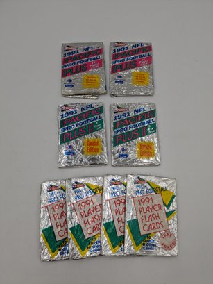 1991 Pacific Football Cards Sealed Wax Pack - Lot Of 8 Packs - Brett Favre  Rookie Year! #2551