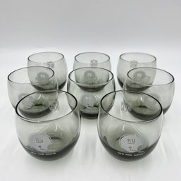 Set Of (8) NEW YORK GIANTS Official NFL Drinking Glasses / Cocktail Glasses - 3 1/4in Tall