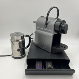 NESPRESSO Set W/ Nespresso Coffee Machine, Electric Milk Frother, Pod Storage Drawer