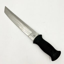 Chipaway Cutlery: 10.5in Tanto Blade Fixed Blade Knife With Rubber Handle (16in Total Length)