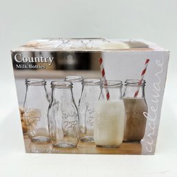 NIB - Set Of Six (6) 10.5oz Country-style Milk Bottles