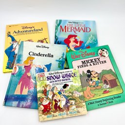 Lot Of Five (5) Vintage DISNEY Books - Little Mermaid, Cinderella, Adventure Land, Snow White, Mickey