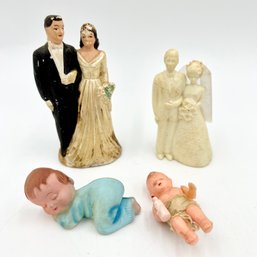 Lot Of 4 Vintage Wedding And Baby Cake Toppers