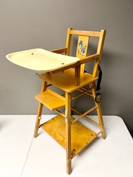 Vintage Childs Wooden High Chair Converts To Play Table - Very Unique