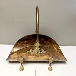 Vintage Brass Firewood Log Holder With Claw Foot Legs