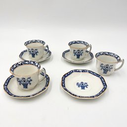 Vintage Set Of 4 Wood & Sons 'STUART' Flat Cup And Saucers Sets - England