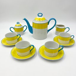 Stunning MCM Yellow & Blue 11-Piece Teapot Set